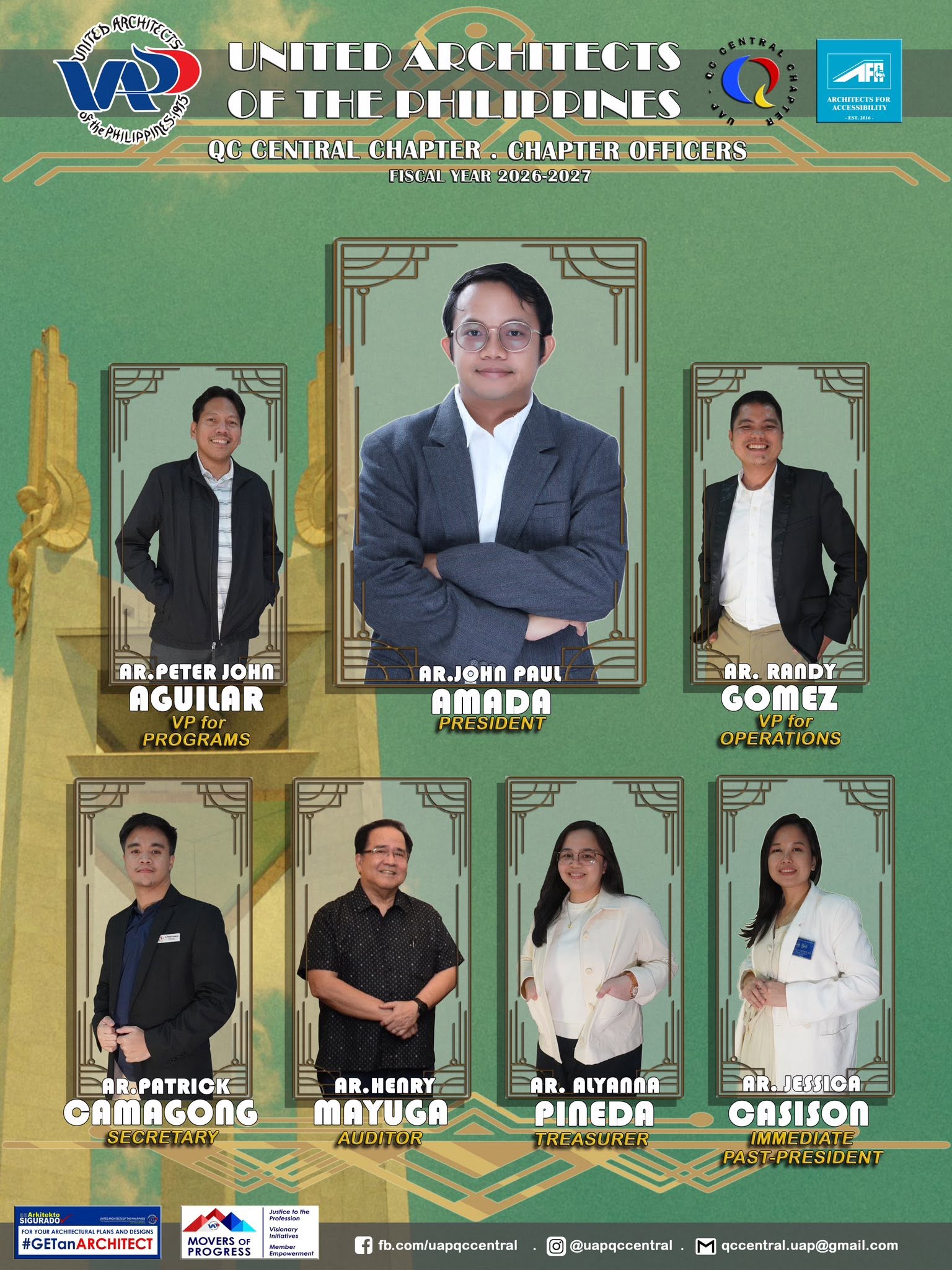 UAP QC Central Chapter Officers for Fiscal Year 2026–2027